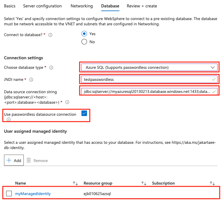 Skärmbild av Azure-portalen som visar sidan Välj databastyp.