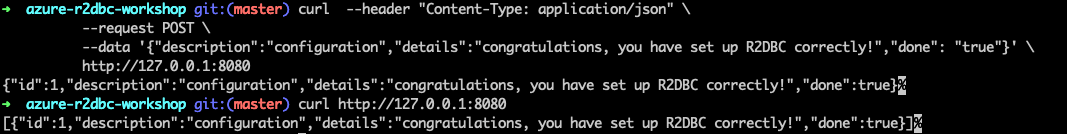 Skärmbild av cURL-testet.