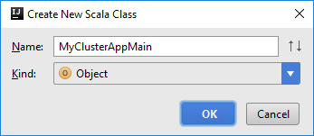 IntelliJ IDEA Skapa ny Scala-klass.