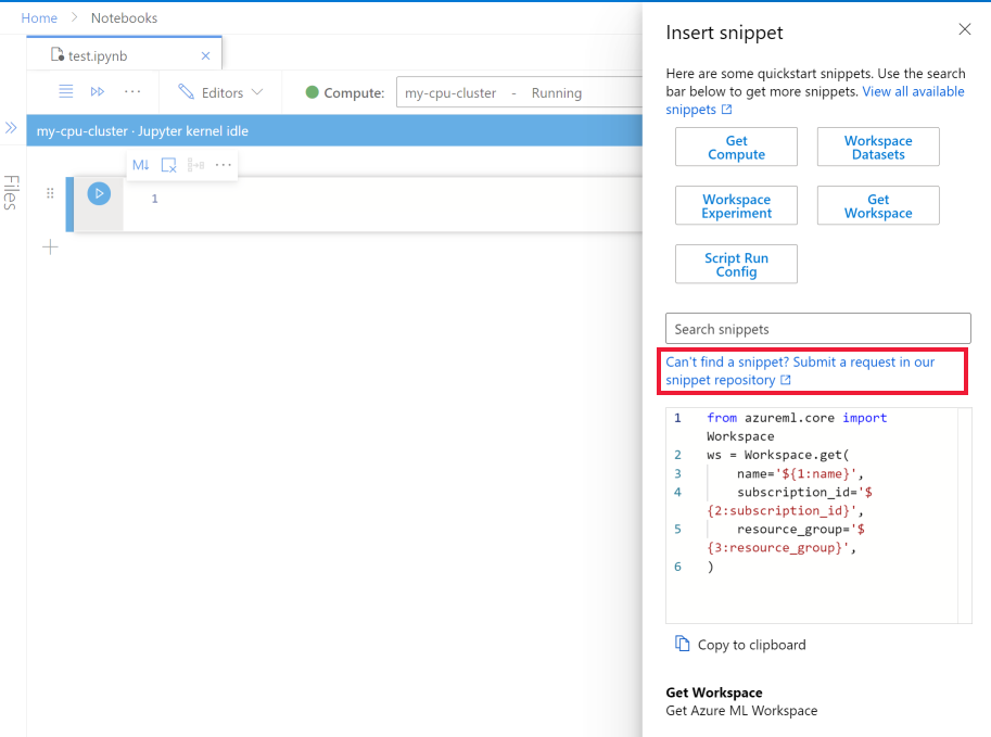 Med kodfragmentpanelen kan du föreslå ett nytt kodfragment
