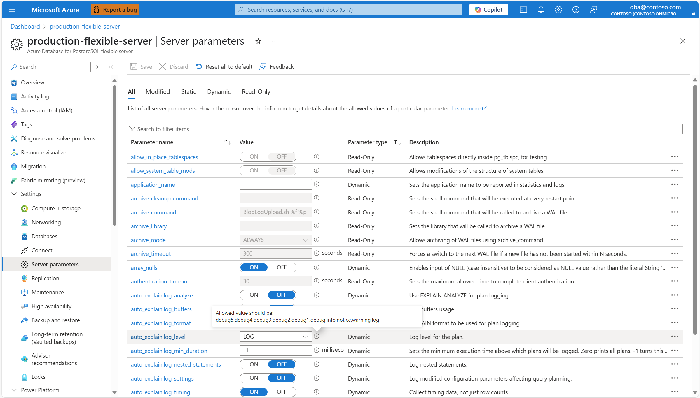 Skärmbild som visar pratbubblan som visas när du hovrar på informationsikonen.