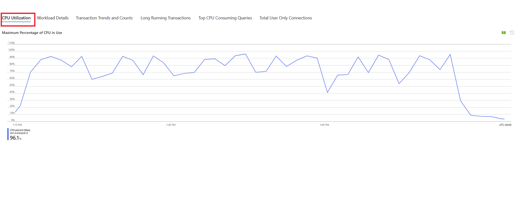 Skärmbild av felsökningsguider – fliken CPU.