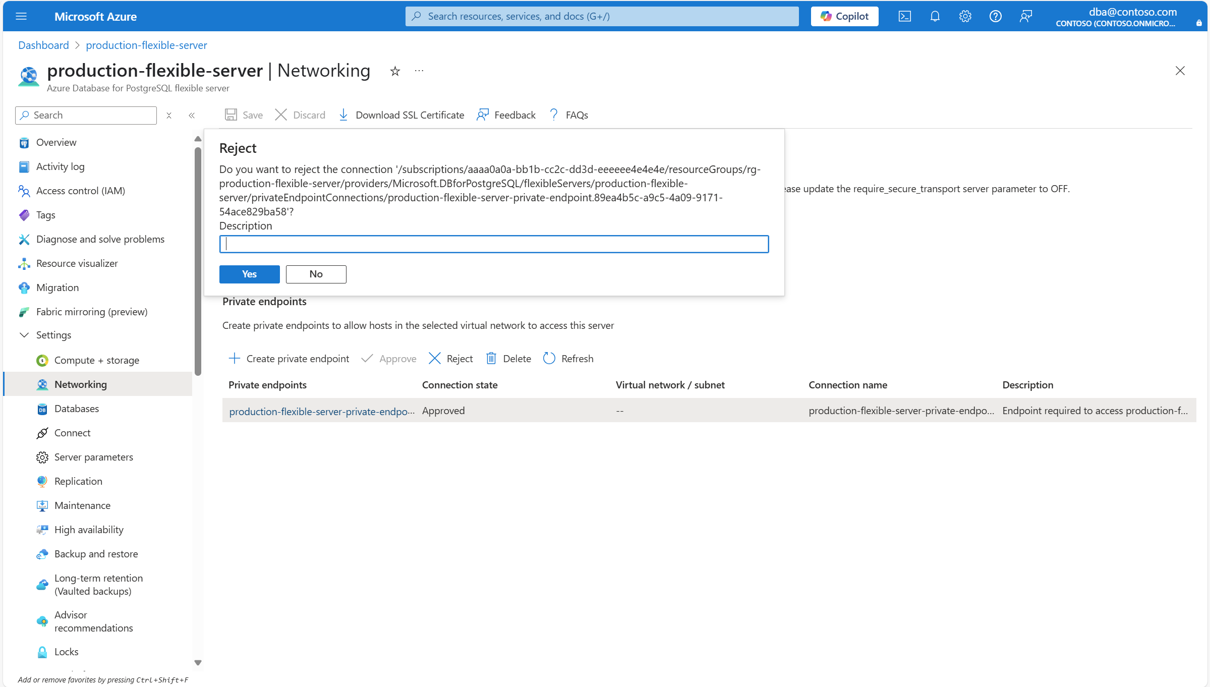 Skärmbild som visar dialogrutan Avvisa för att ange orsaken till att begäran avvisas.
