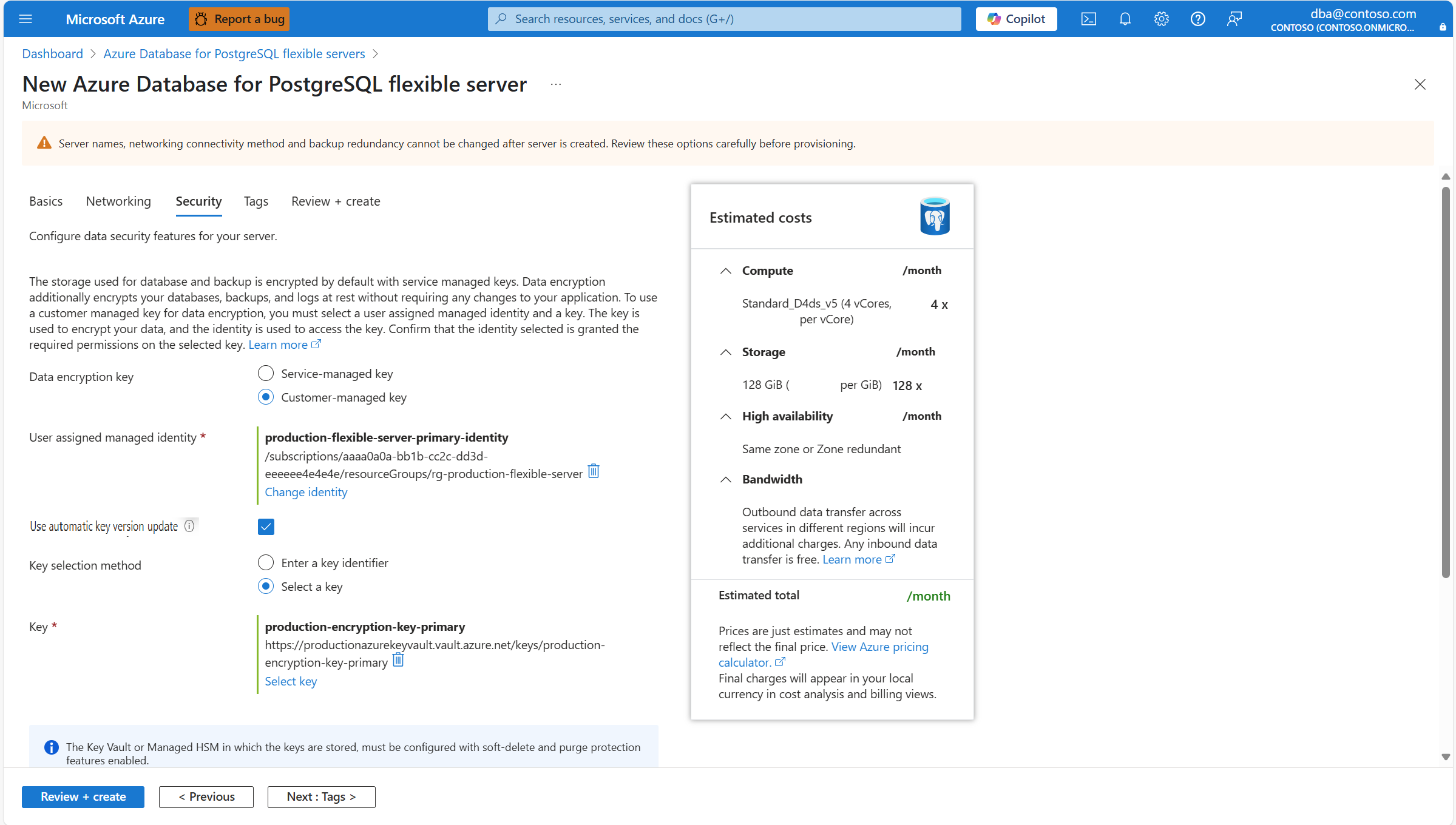 Skärmbild som visar hur du slutför skapandet av servern.