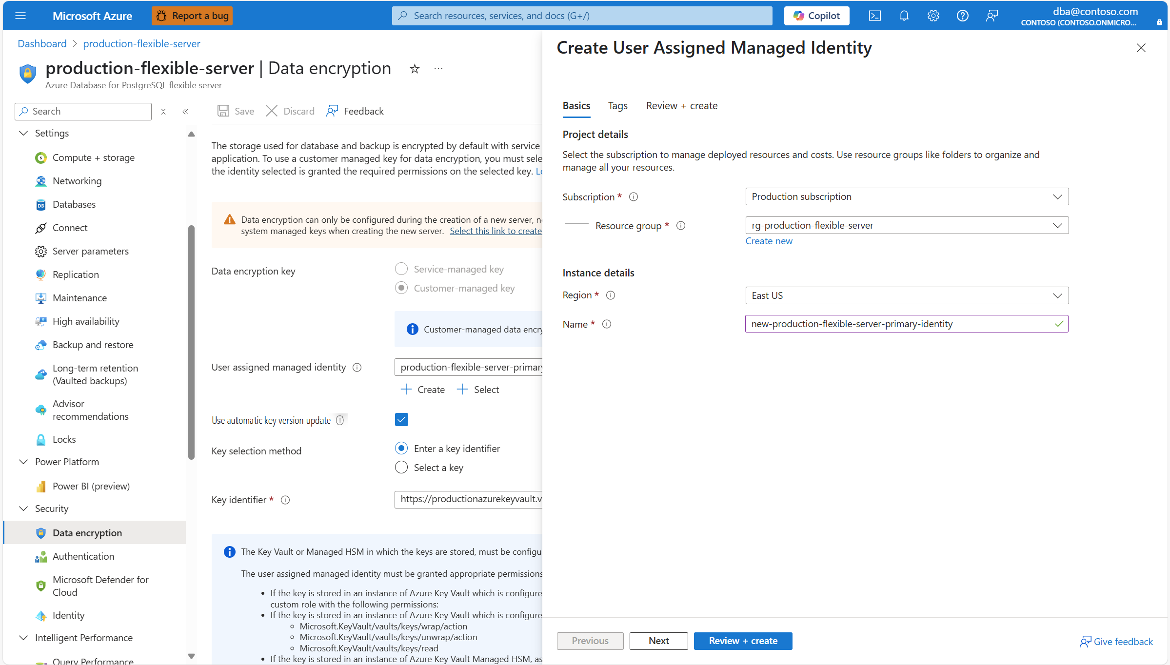 Skärmbild som visar hur du anger information om den nya användartilldelade hanterade identiteten.