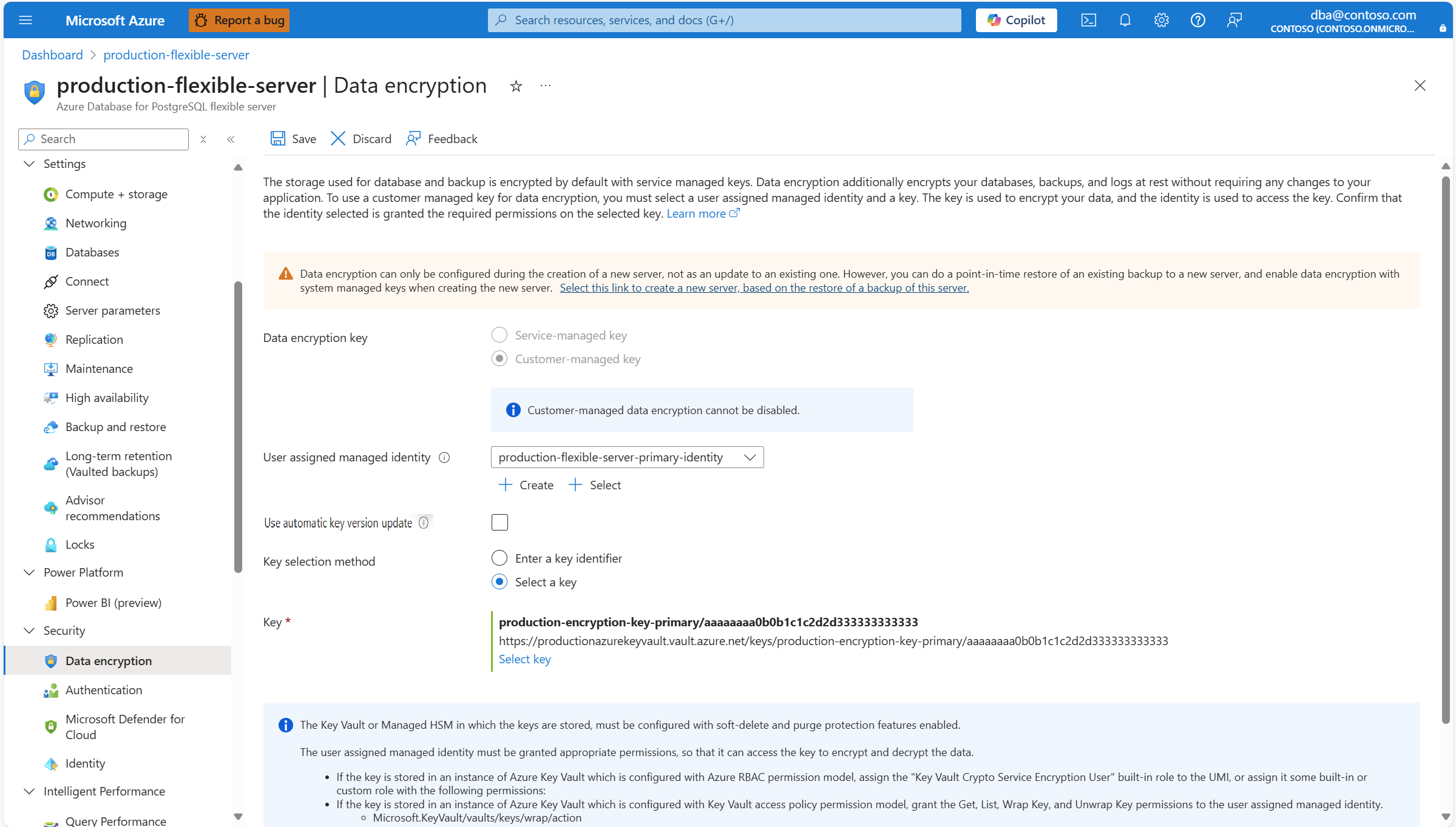 Skärmbild som visar hur du sparar ändringarna i konfigurationen av datakryptering.