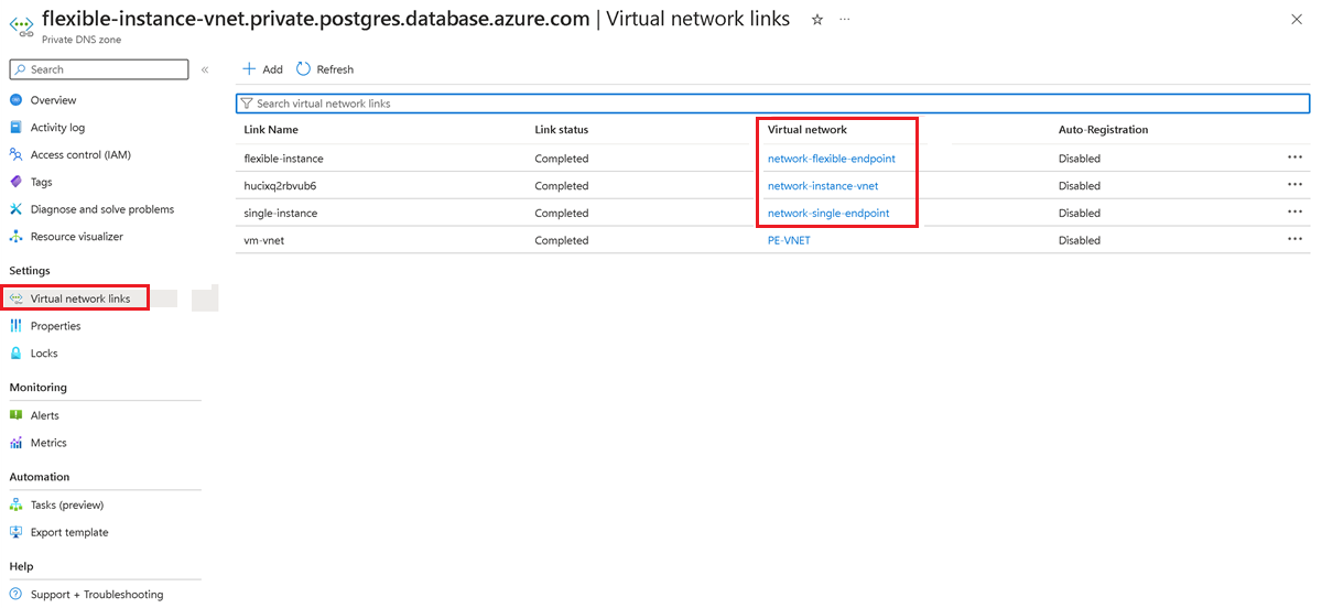 Skärmbild av en privat DNS-zon för körningsservern.