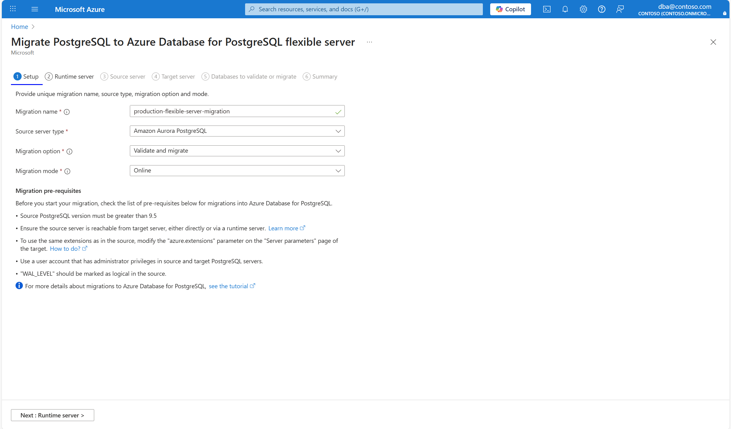 Skärmbild av fliken Installation när du har angett nödvändig information.