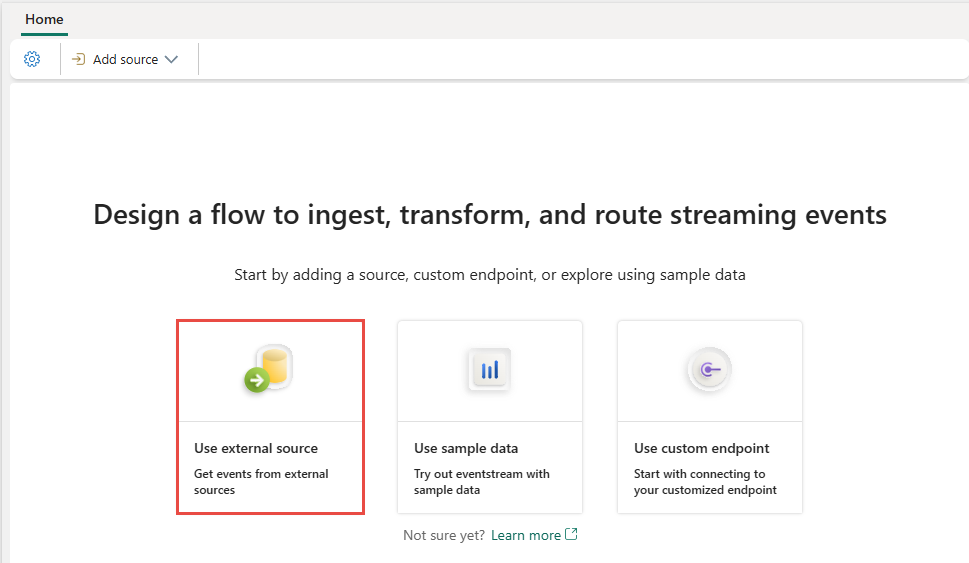 Skärmbild som visar valet av rutan Använd extern källa.