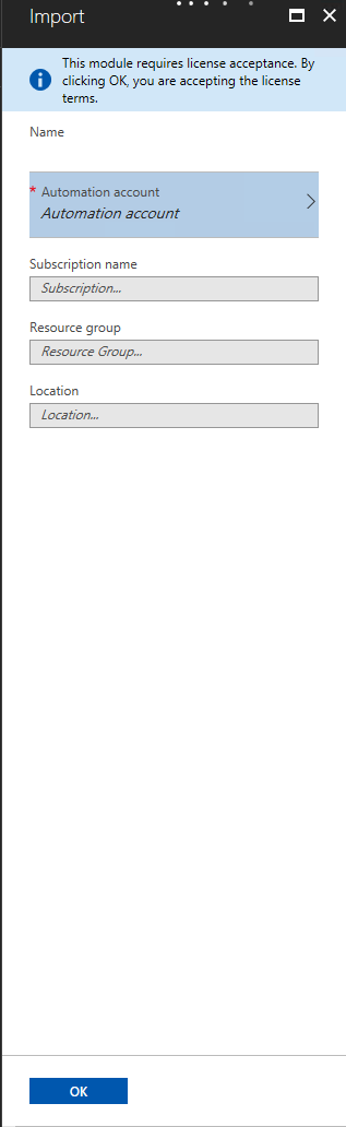 Distribuera till Azure Automation kräver licensgodkännande