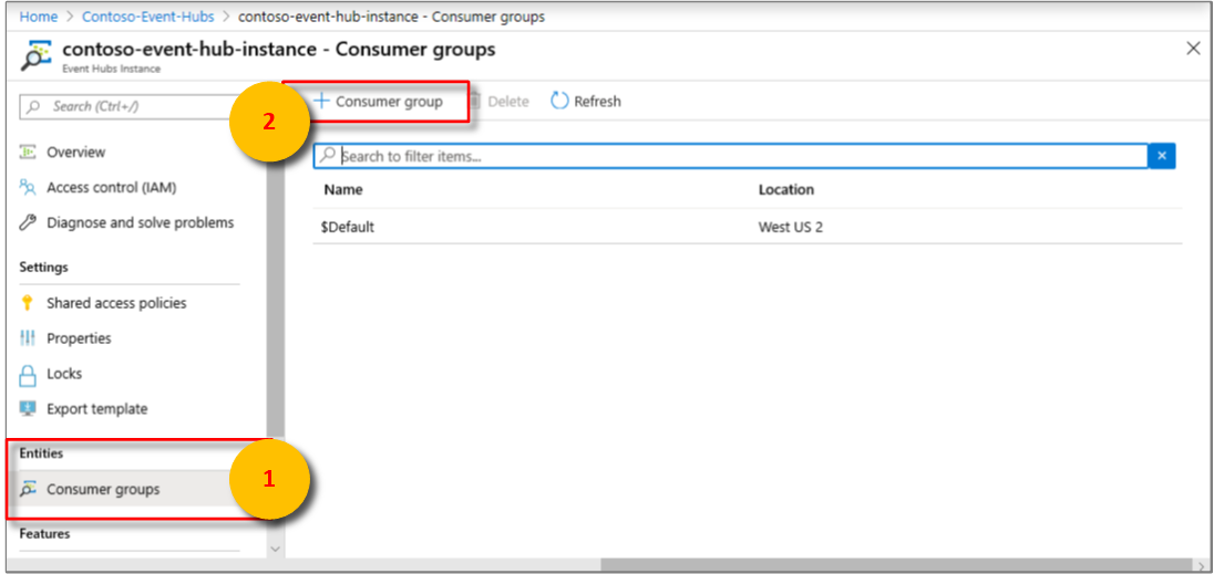 Händelsehubb – Lägg till en konsumentgrupp
