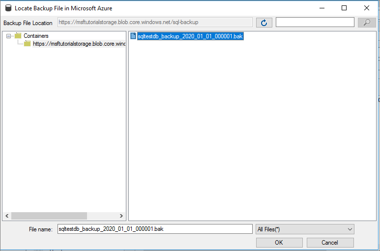Välj återställningsfil