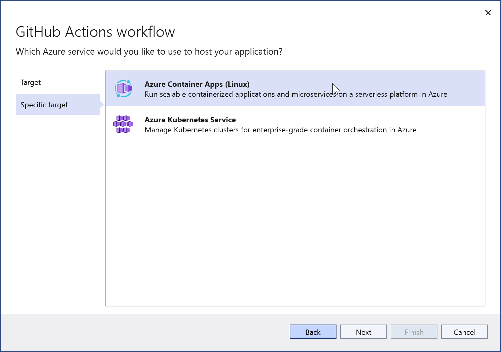 Skärmbild som visar befintliga Azure Container Apps.