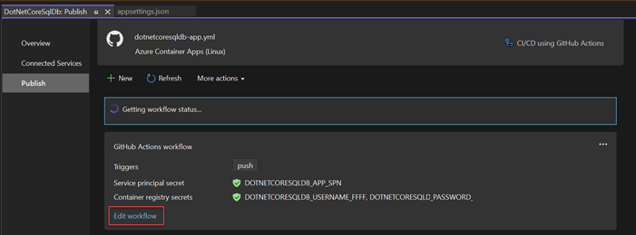 En skärmbild som visar hur du redigerar arbetsflödet.