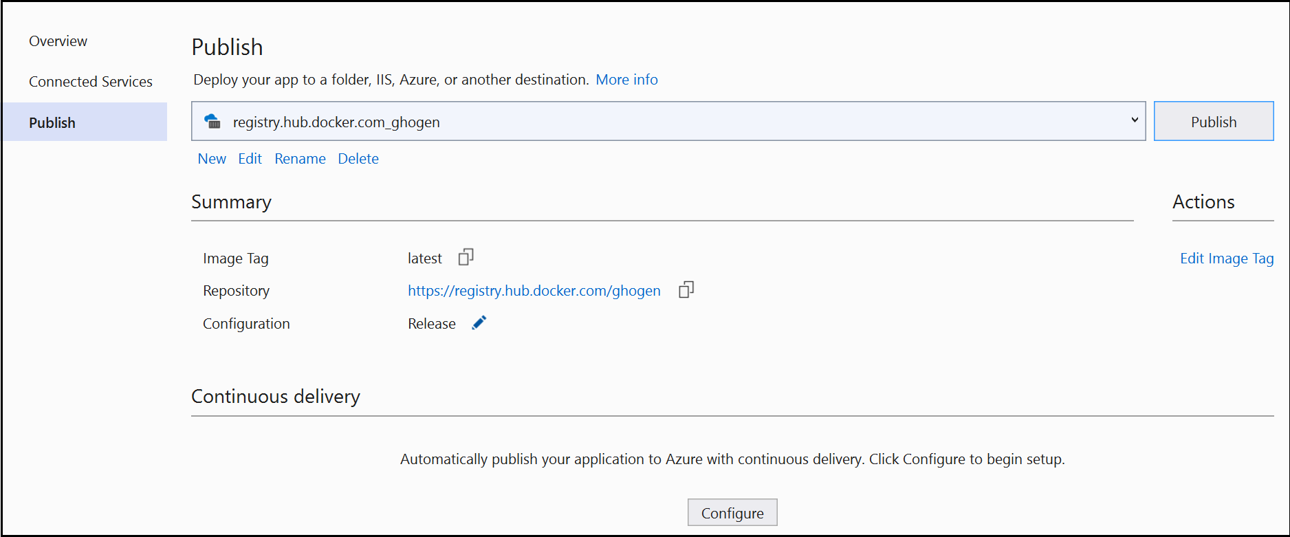 Skärmbild av skärmen Publicera.
