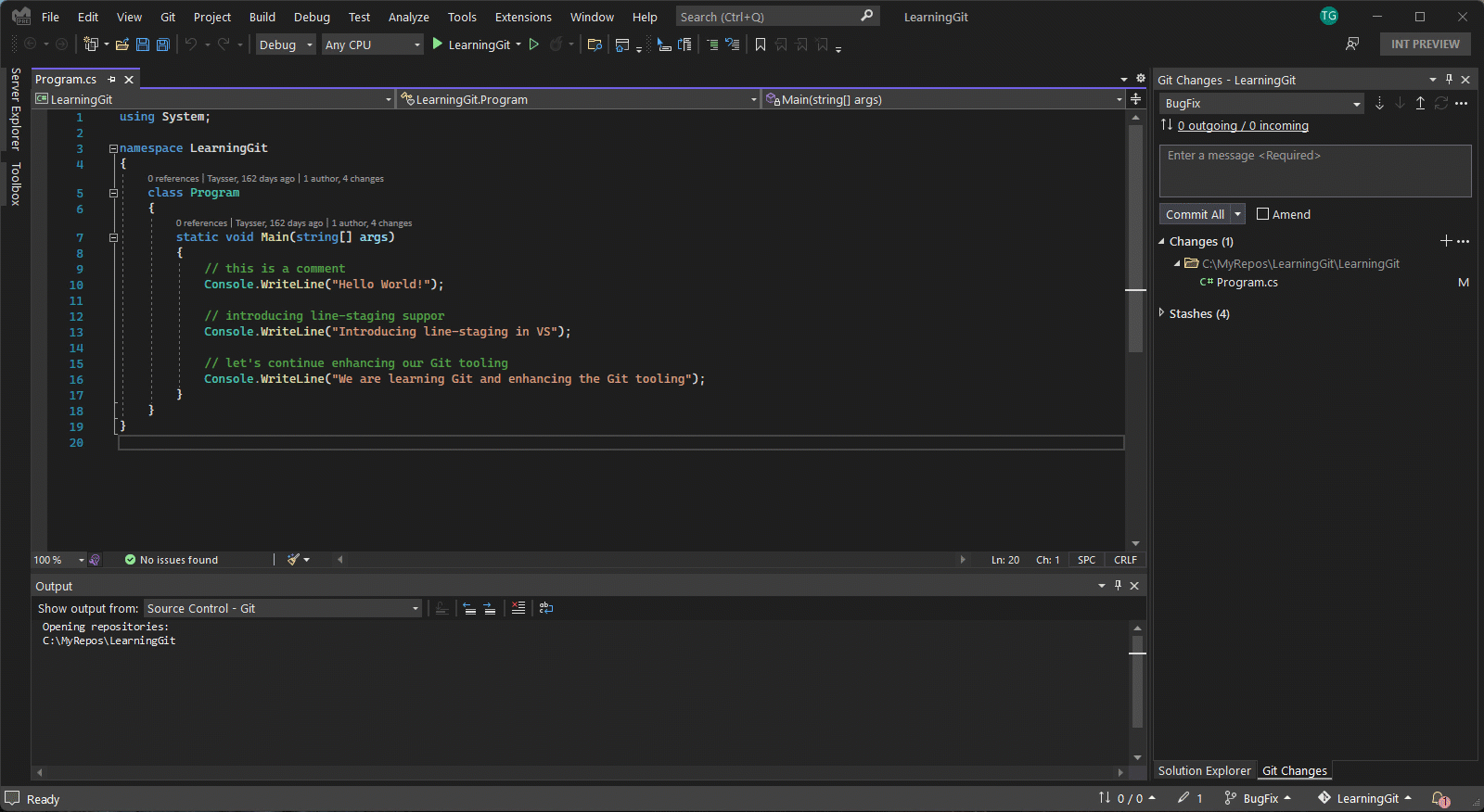 Animering som visar inmatningspunkterna för grenarnas jämförelse.