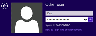 Skärmbild som visar hur du loggar in på det konto som är medlem i den grupp som du skapade.