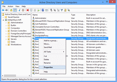 Skärmbild som markerar menyalternativet Egenskaper.