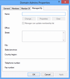 Skärmbild som visar fliken Hanterad av.