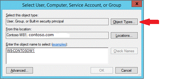 Skärmbild som markerar Kontrollera namn.