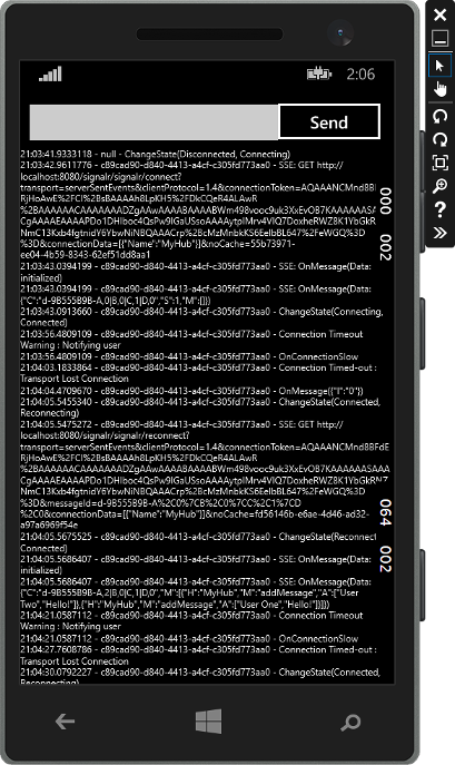 显示Windows Phone示例的屏幕截图,其中显示输出。
