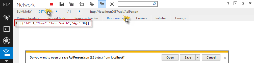 查看 Web API 响应正文 查看 Web API 响应正文