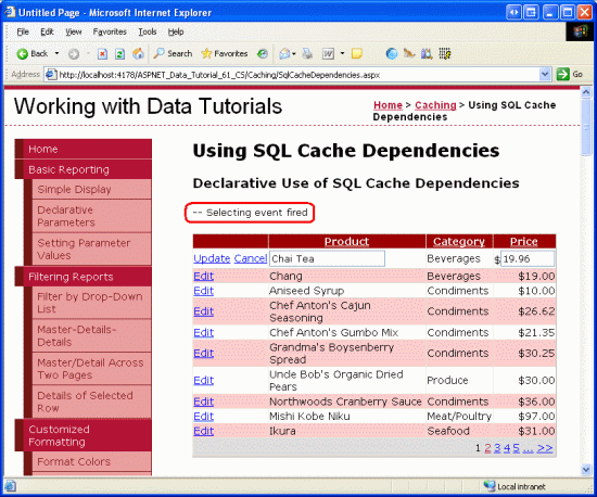 每次对 GridView 进行分页、编辑或排序时,ObjectDataSource 的选择事件都会触发