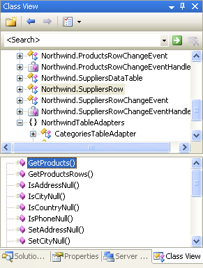 GetProducts() 方法现在是 Northwind.SuppliersRow 类的一部分