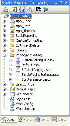 创建一个分页和排序文件夹,并添加教程 ASP.NET 页面