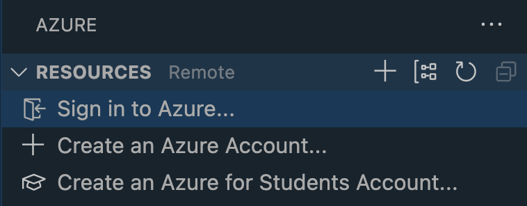 “登录到 Azure”选项的屏幕截图。