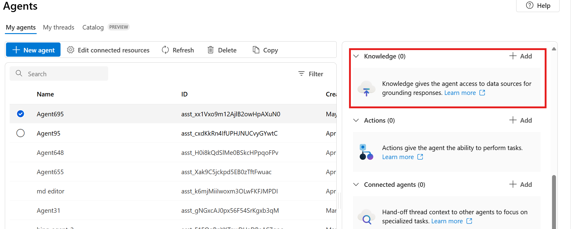 显示 Azure AI Foundry 门户中可用工具类别的屏幕截图。