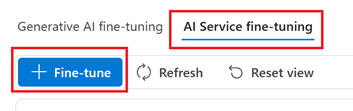 Azure AI Foundry 中微调按钮的屏幕截图。