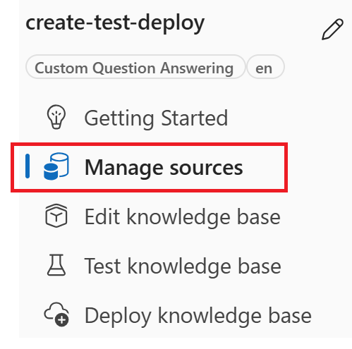 Azure AI Foundry 中管理源选择的屏幕截图。