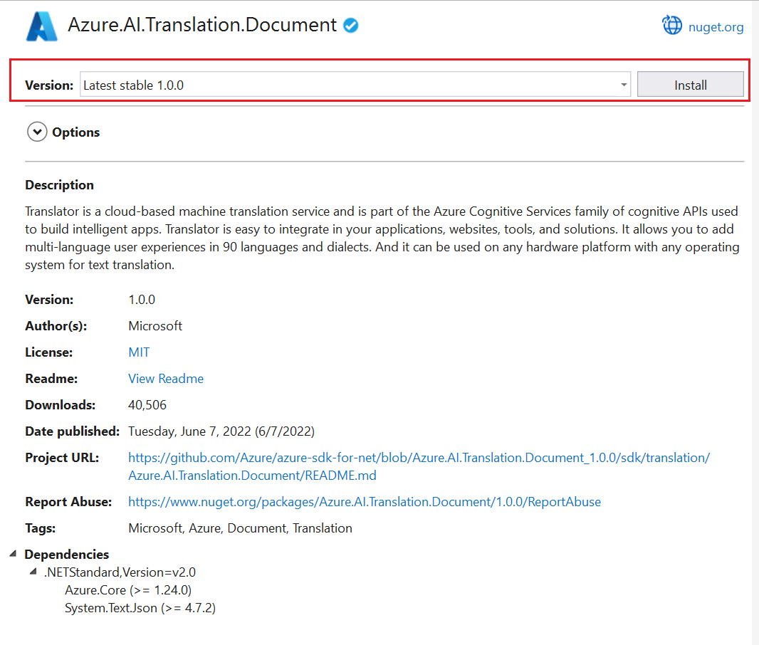 在 Visual Studio 中安装“预发行版”NuGet 包的屏幕截图。