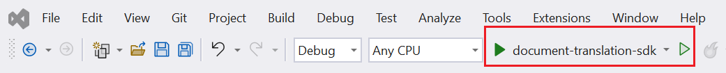 屏幕截图:运行 Visual Studio 程序。