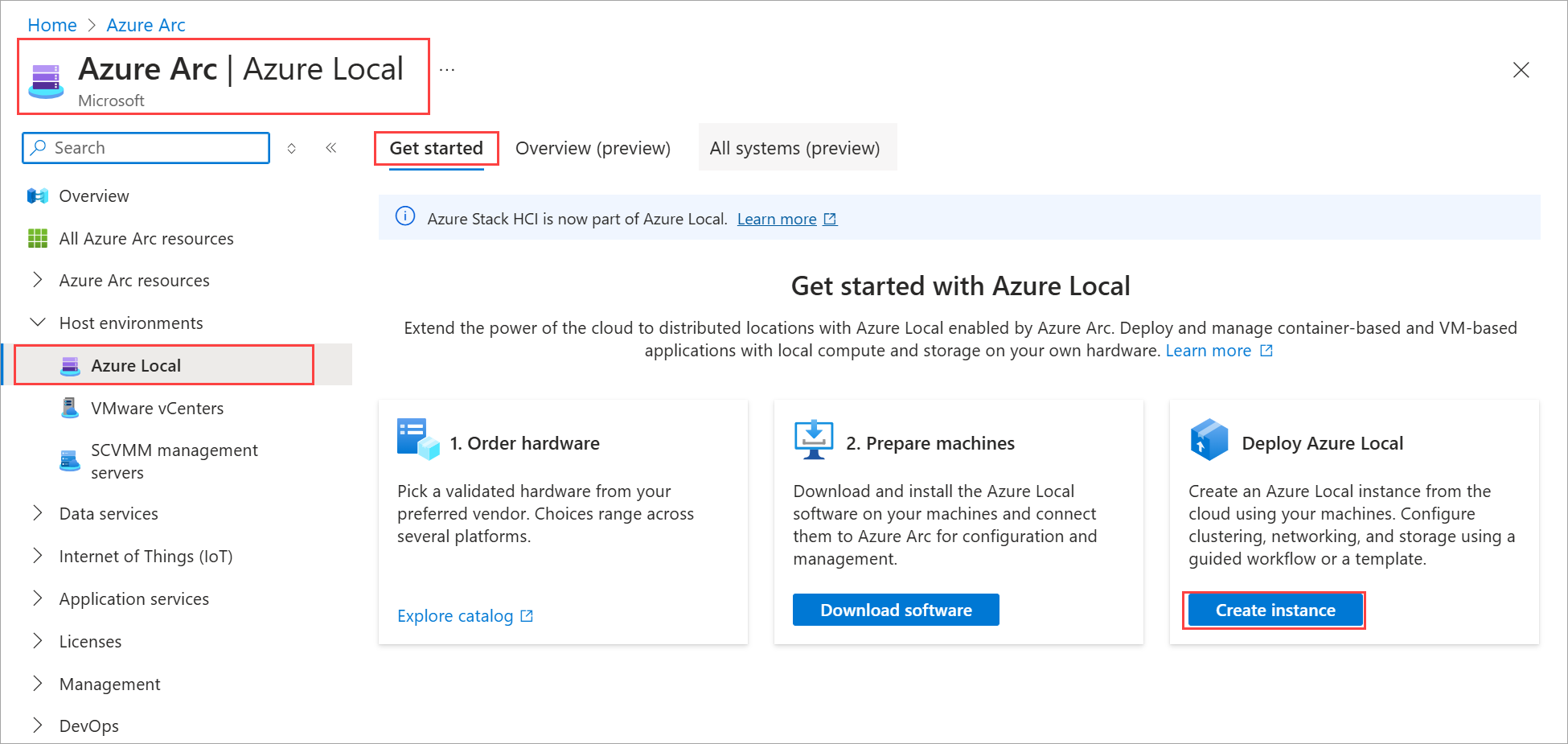 通过 Azure 门户在部署中的“入门”选项卡的屏幕截图。