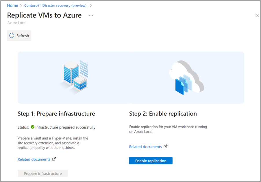 在 Azure 门户中为 Azure Local 资源启用复制的屏幕截图。