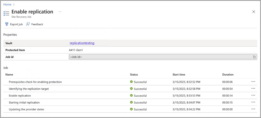 Azure 门户中 Azure Local 资源的复制项属性的屏幕截图。