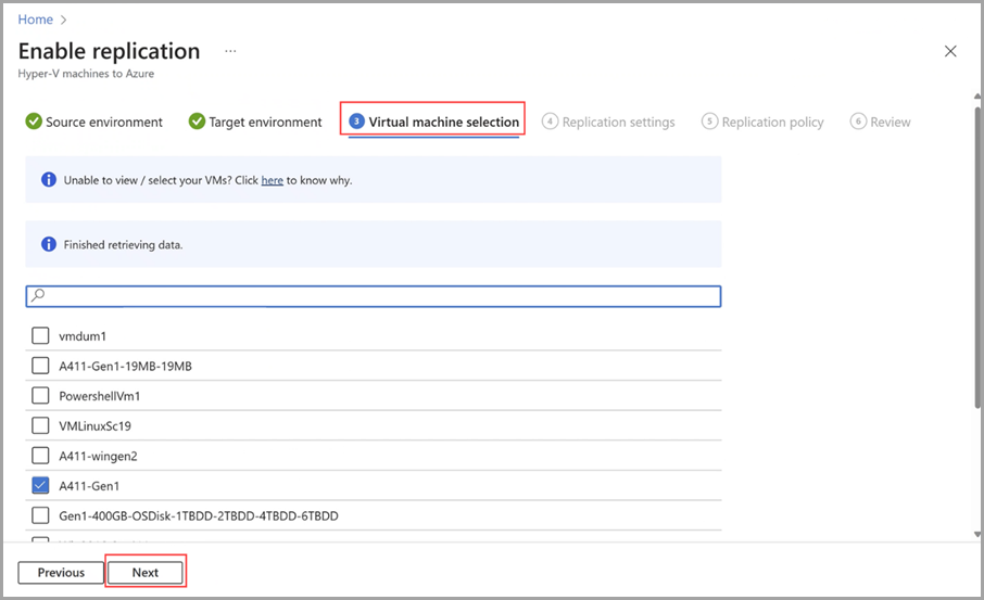 Azure 门户中 Azure 本地资源的虚拟选择选项卡屏幕截图。