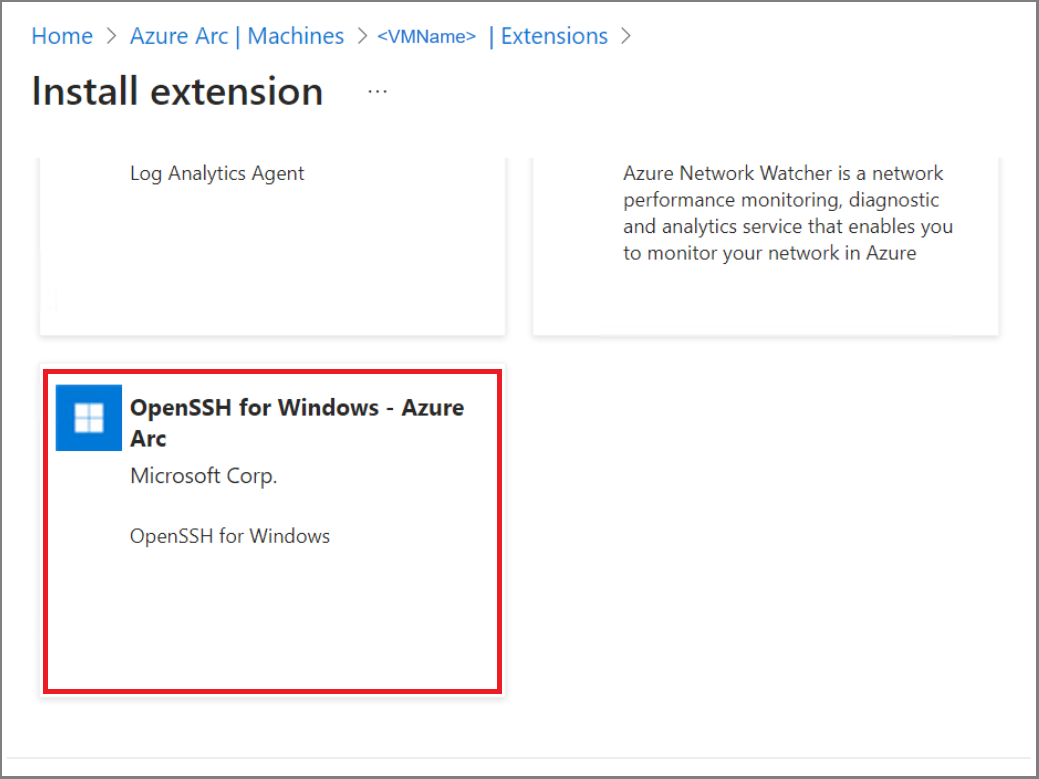 Azure Arc 扩展页的屏幕截图。