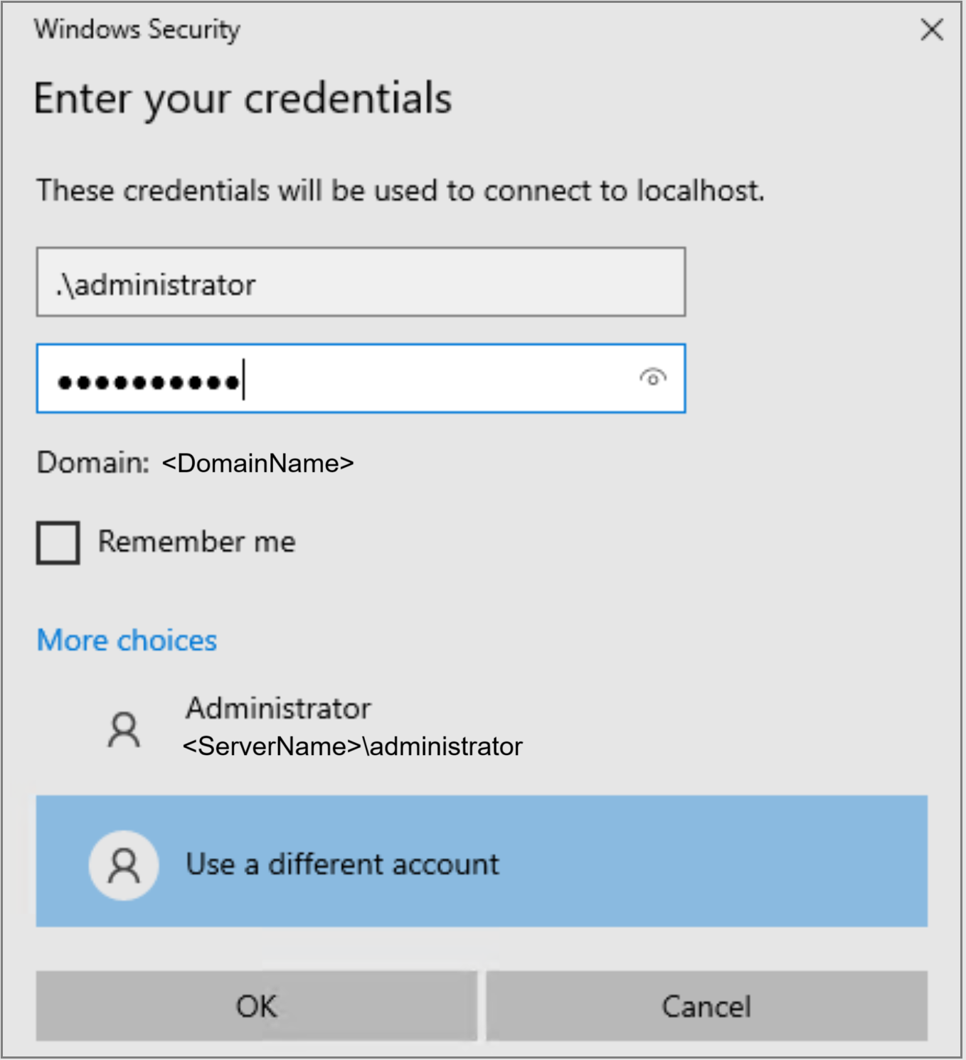 服务器登录对话框的屏幕截图,用于通过 SSH 连接到 Windows Server。
