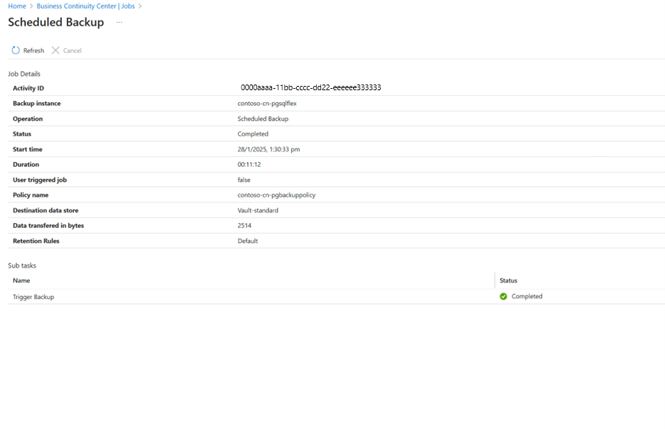 screenshot shows how to view the job details.