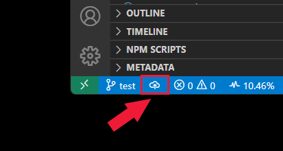 Visual Studio Code 状态栏,推送图标突出显示。
