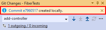 显示 Visual Studio 中“Git 更改”窗口的提交详细信息链接的屏幕截图。