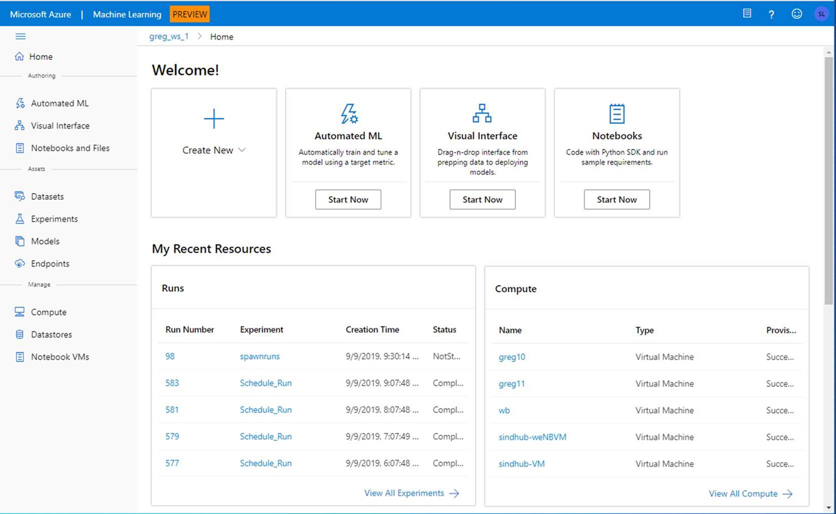 Azure 机器学习工作区 UI(预览版)