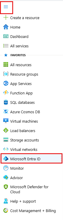 从菜单中选择“Microsoft Entra ID”。