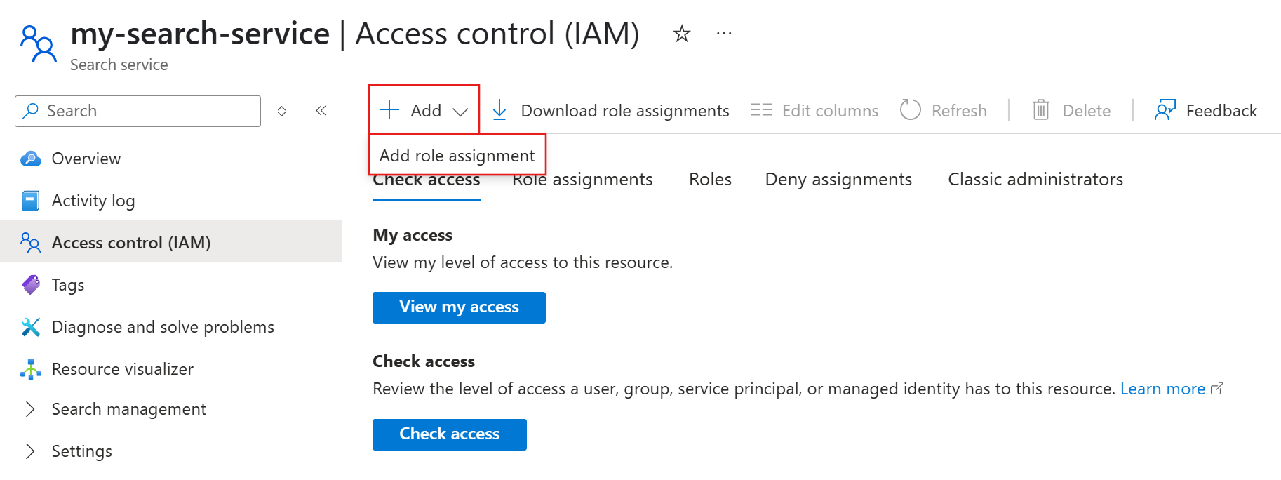 用于在 Azure 门户中添加角色分配的下拉菜单的屏幕截图。