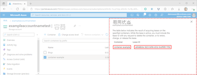 显示如何在 Azure 门户中访问容器租用状态窗格的屏幕截图。