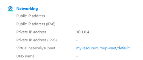 没有公共 IP 时,网络部分的外观的屏幕截图。