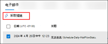 Email视图的屏幕截图, (选项卡) 详细信息表,其中选择了消息并处于活动状态。